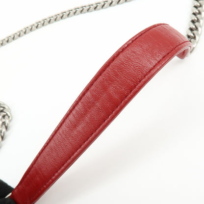 Prada Chain Flap Nappa Gaufre, Red, Leather, Shoulder Bag