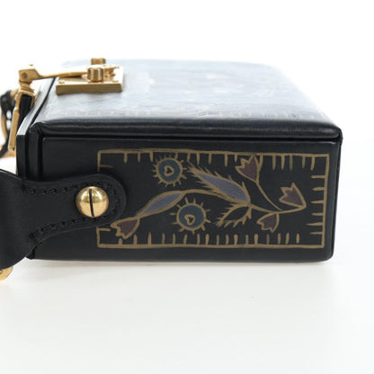 Christian Dior Dioraddict Lockbox Printed Leather, Black, Leather, Shoulder Bag