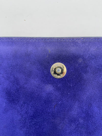 Saint Laurent Belle de Jour Chain Wallet Patent, BLUE, LEATHER, Clutche & pouche