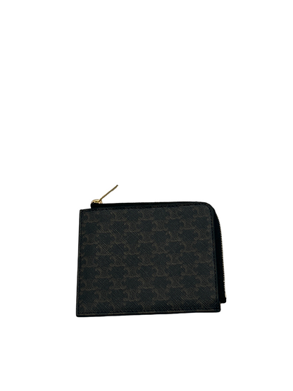 Celine Triomphe Zip Around Wallet Leather, Brown, Leather, Wallet