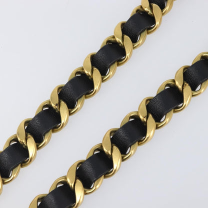Chanel Vintage Chain Belt Metal and Leather, Black, Leather, Belt