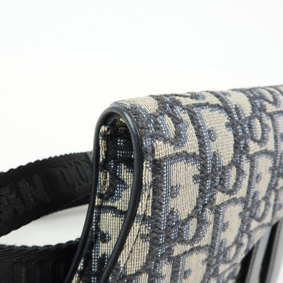 Christian Dior Saddle Belt Oblique Canvas, Navy, Canvas, Handbag
