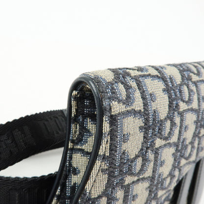 Christian Dior Saddle Belt Oblique Canvas, Navy, Canvas, Handbag