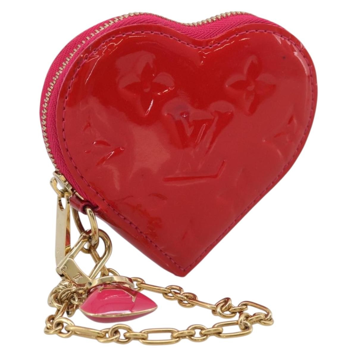 Louis Vuitton Heart Coin Purse Monogram Vernis, Pink, Patent Leather, Clutch