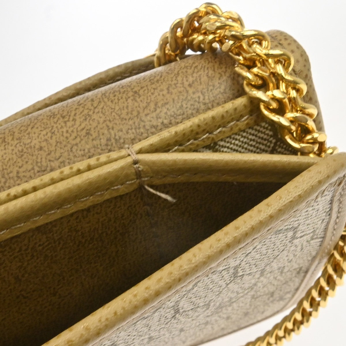 Christian Dior Vintage Chain Flap Leather, Beige, Leather, Shoulder Bag