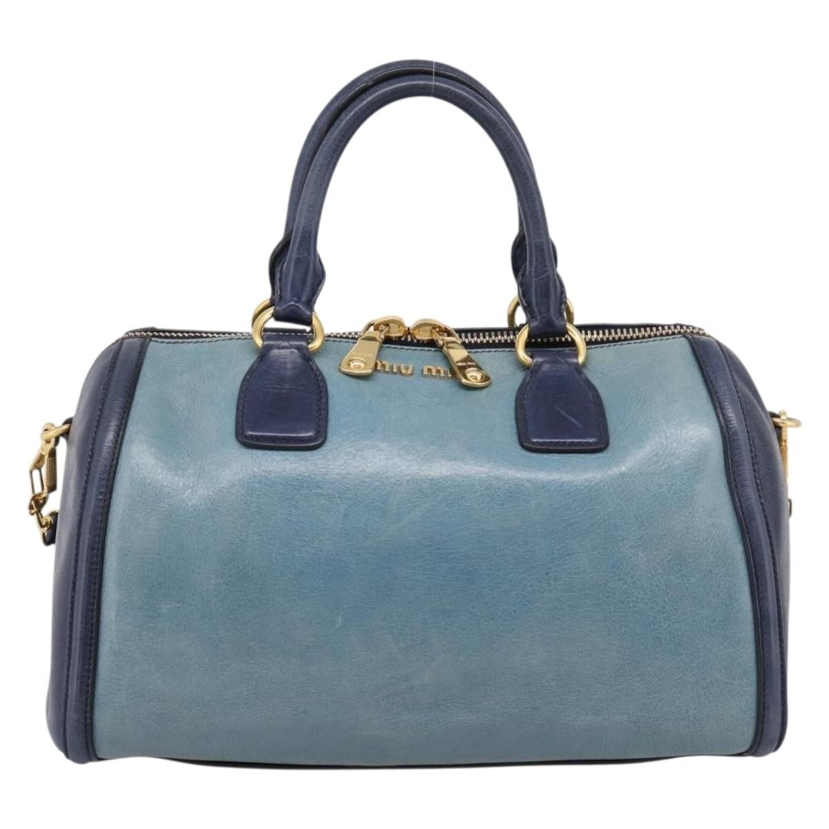 Miu Miu Beau Top Handle Leather, Navy, Leather, Handbag