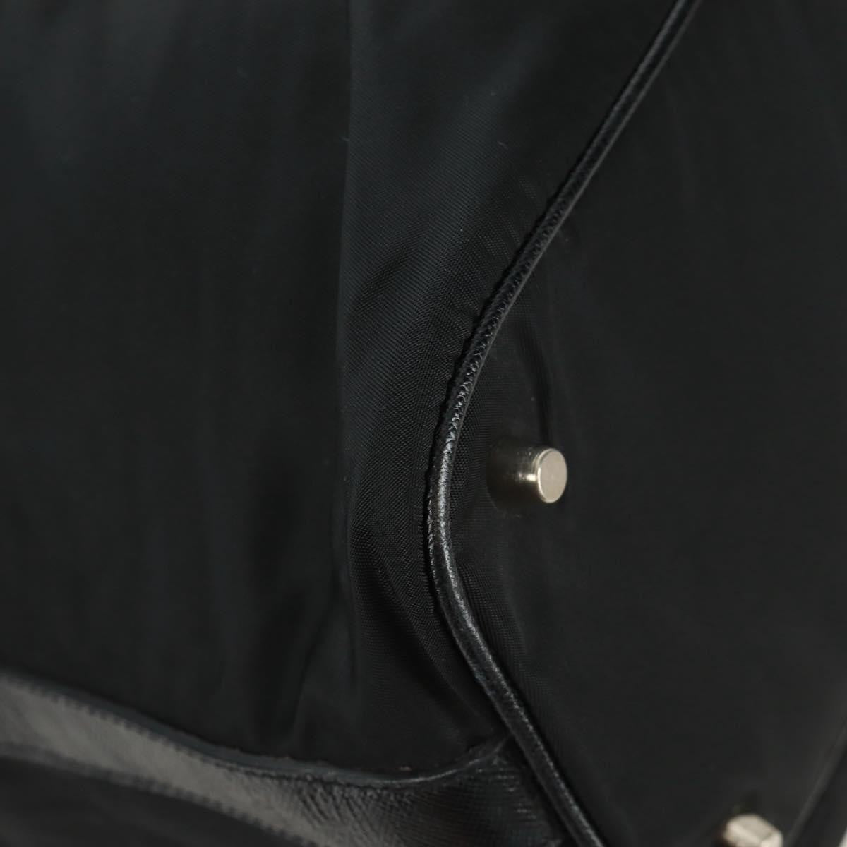 Prada Double Pocket Drawstring Tessuto, Black, Nylon, Shoulder Bag