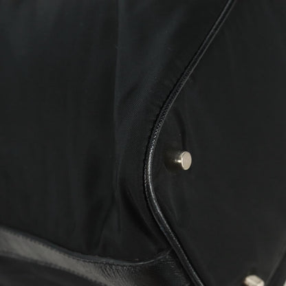 Prada Double Pocket Drawstring Tessuto, Black, Nylon, Shoulder Bag