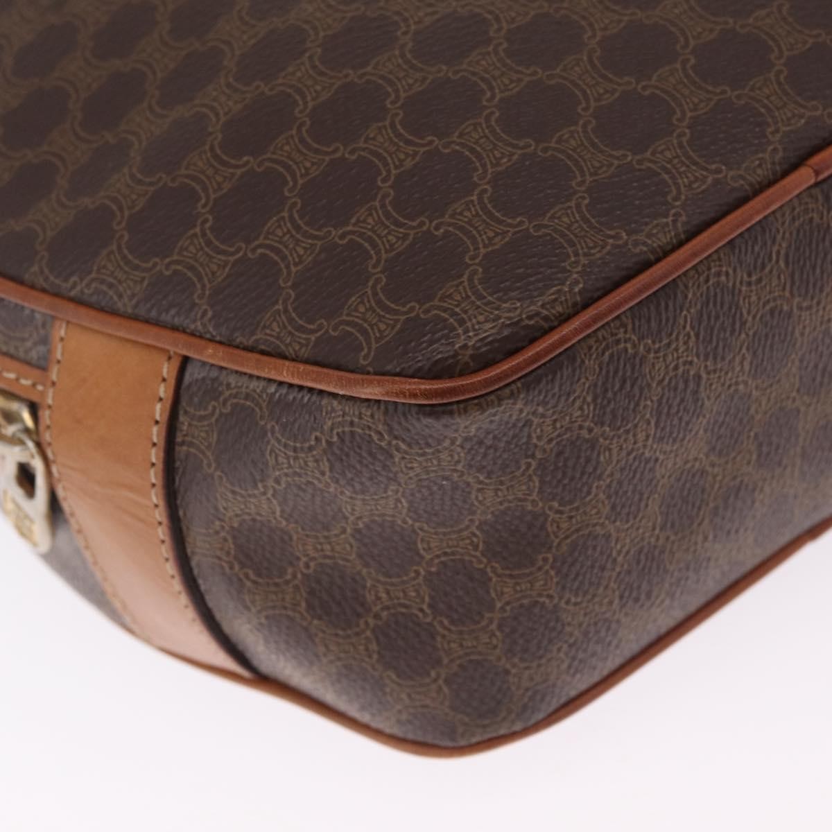 Celine Macadam Shoulder Leather, Brown, Canvas, Crossbody Bag