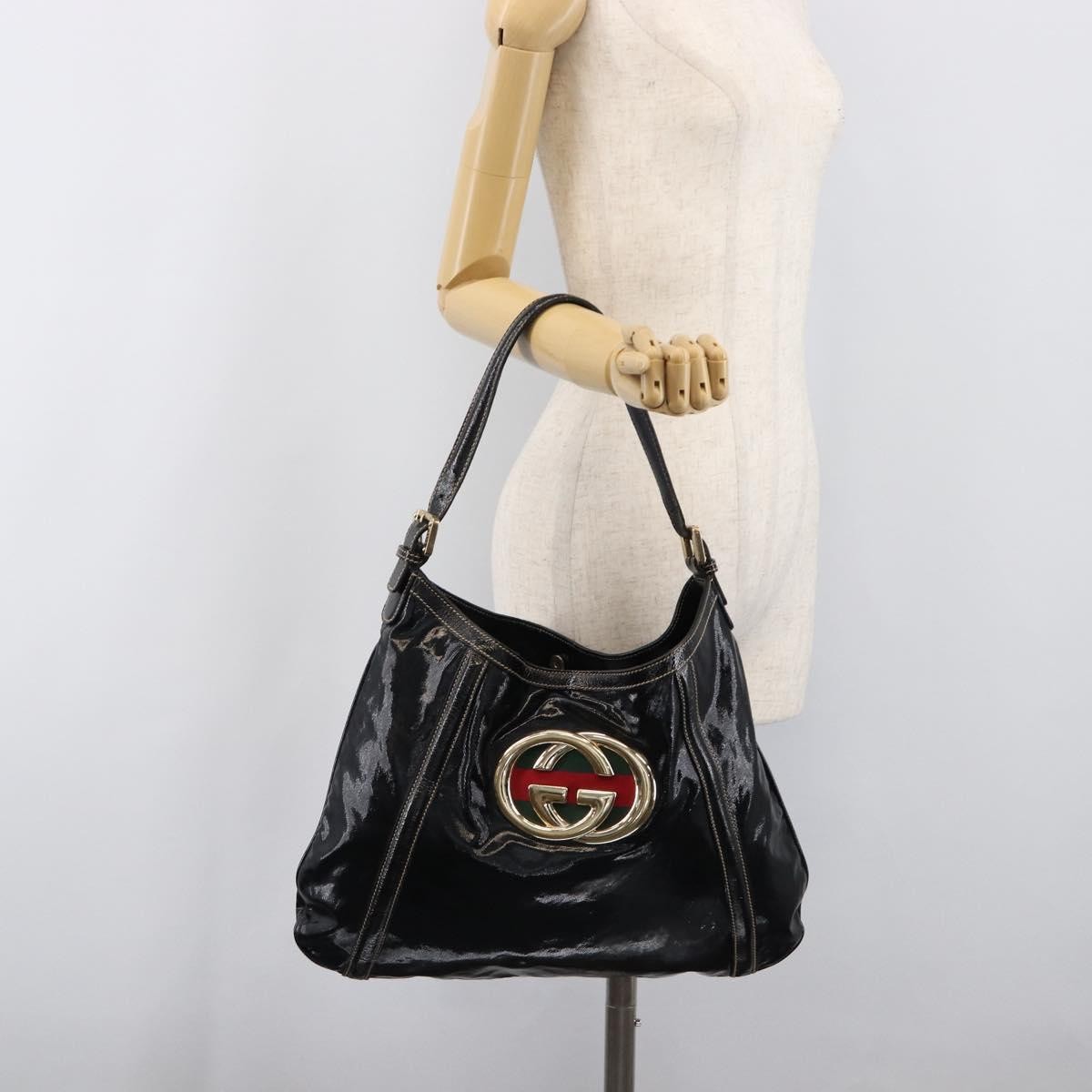 Gucci Britt Web Hobo Dialux Coated Canvas, Black, Canvas, Shoulder Bag