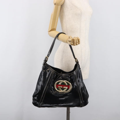 Gucci Britt Web Hobo Dialux Coated Canvas, Black, Canvas, Shoulder Bag