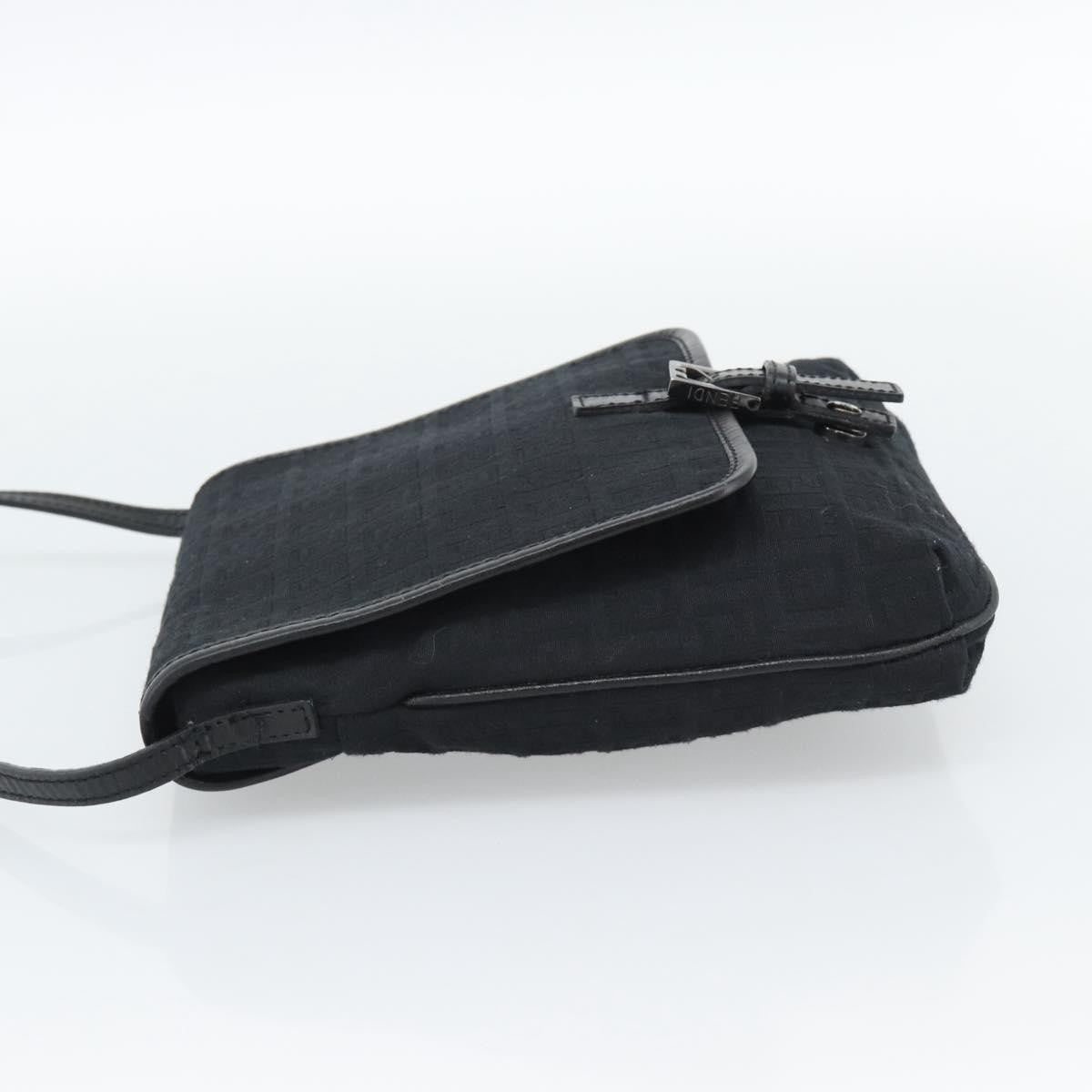 Fendi Shoulder Zucchino Canvas, Black, Canvas, Shoulder Bag