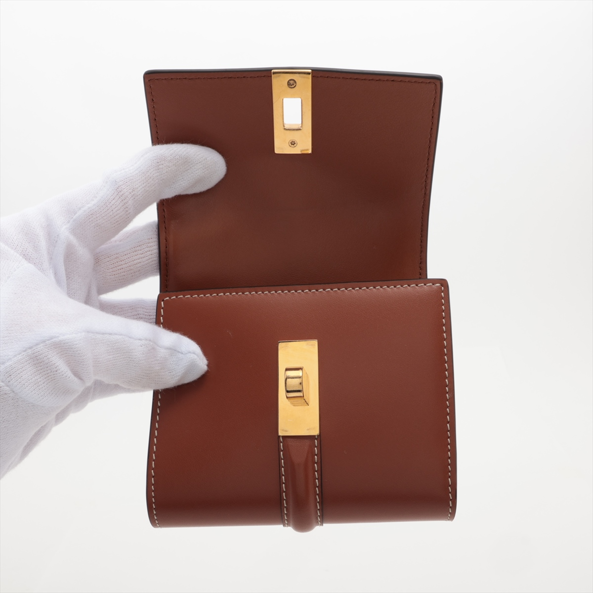 Celine 16 Trifold Leather, Brown, Leather, Wallet