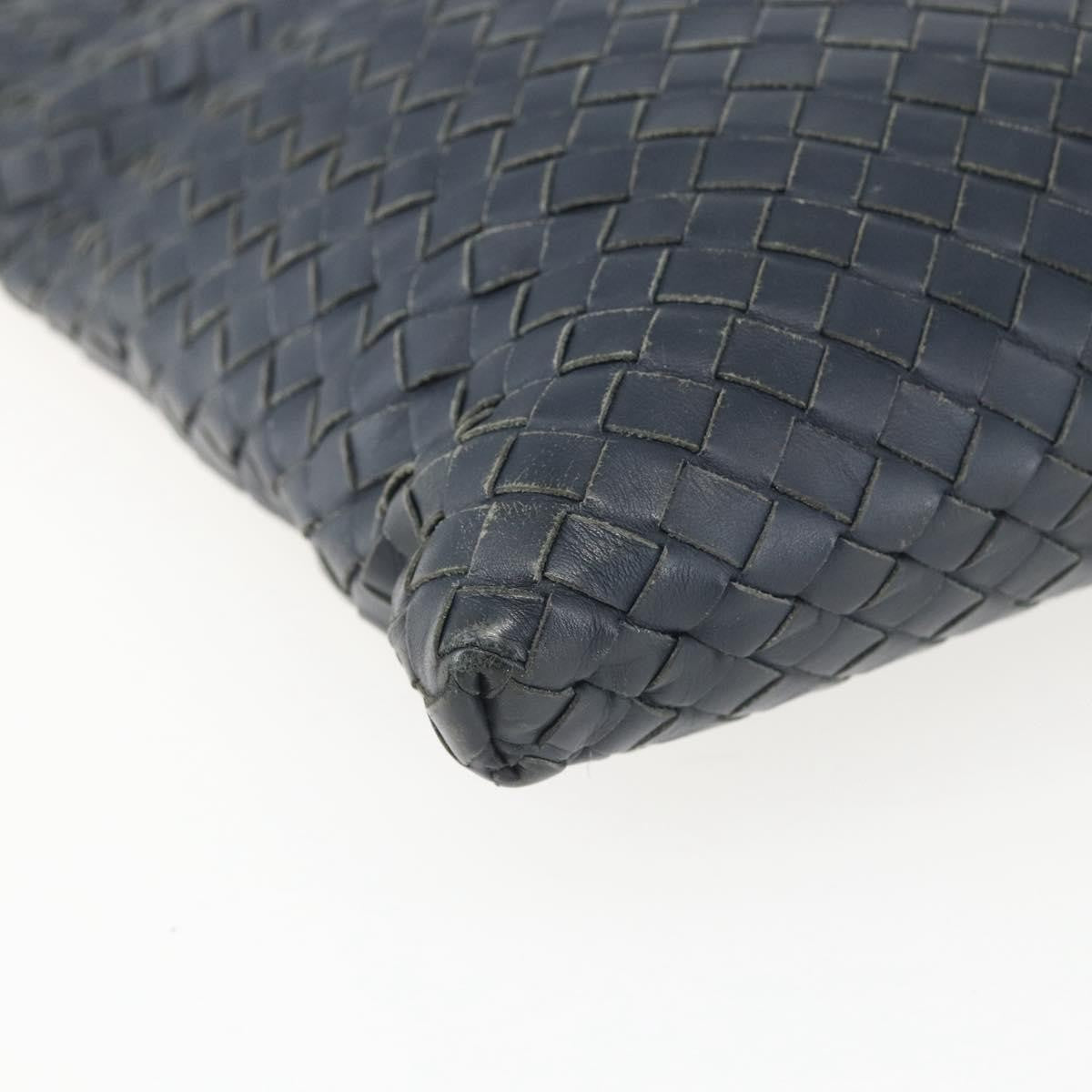 Bottega Veneta Flat Messenger Intrecciato Nappa, Navy, Leather, Crossbody Bag