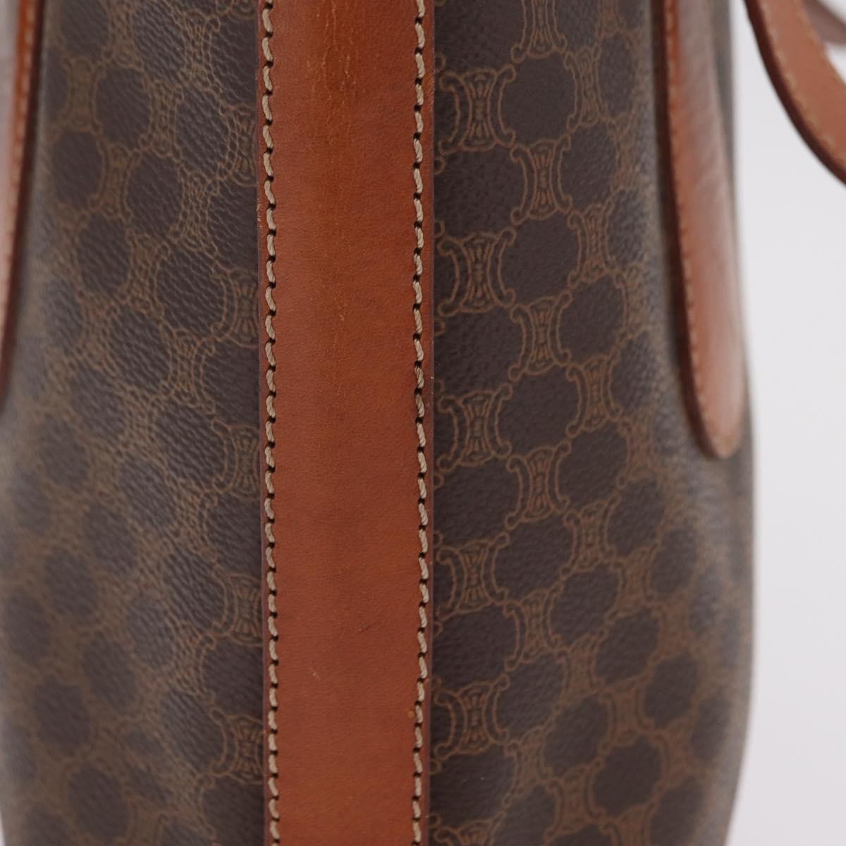 Celine Vintage Macadam Shopper Coated Canvas, Brown, Canvas, Tote Bag