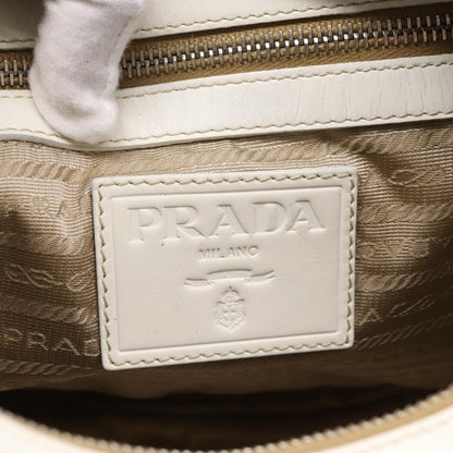 Prada Canapa Hobo Canvas with Leather, Beige, Canvas, Shoulder Bag