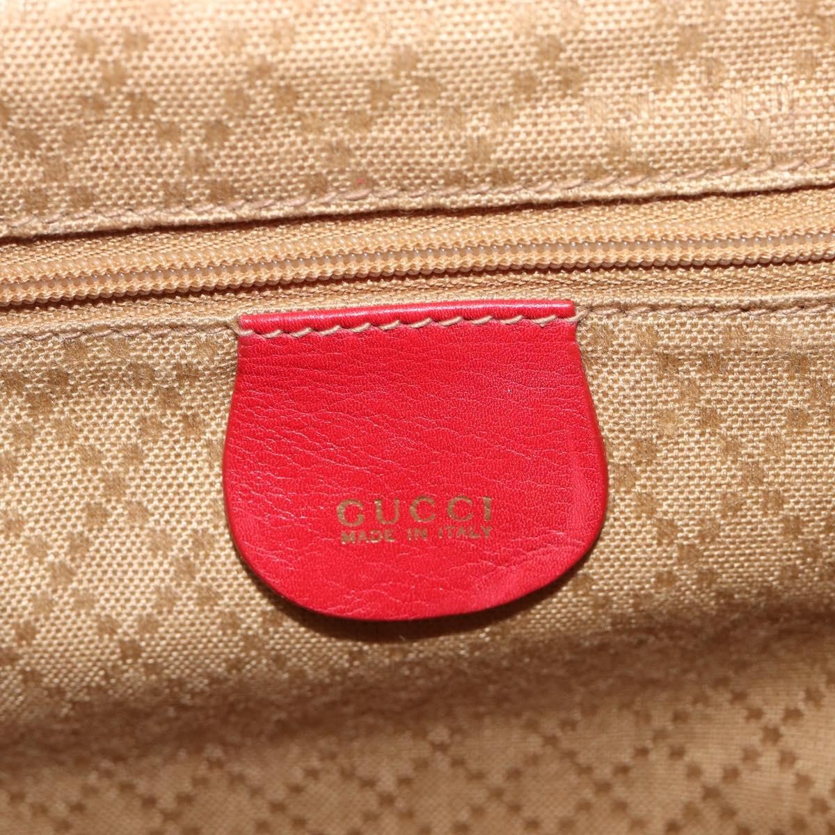Gucci Vintage Bamboo Leather, Red, Leather, Backpack