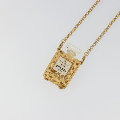 Chanel CC No.5 Perfume Bottle Pendant Metal, Gold, Metal, Necklace
