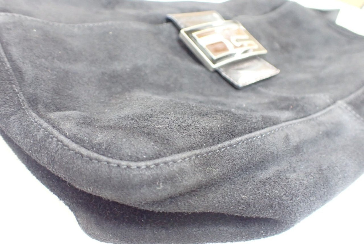 Fendi FENDI BAGUETTE SUEDE Suede noir, Black, Suede, Shoulder Bag