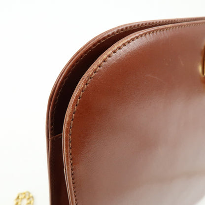 Salvatore Ferragamo Vintage Gancini Chain Leather, Brown, Leather, Shoulder Bag