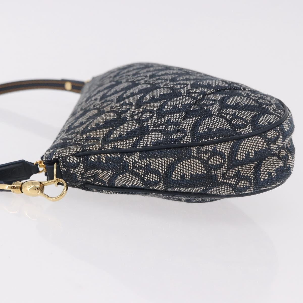 Christian Dior Vintage Saddle Bag Canvas, Navy, Canvas, Clutch