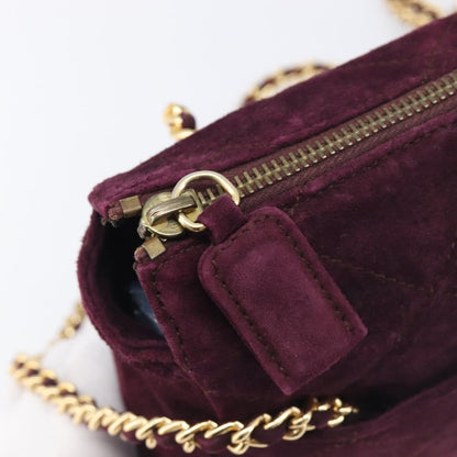 Prada Vintage Chain Flap Suede, Burgundy, Suede, Shoulder Bag
