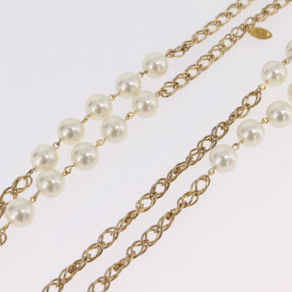 Chanel Vintage Double Pearl Station Long Chain Metal and Faux Pearls, Gold, Gold Plated, Necklace