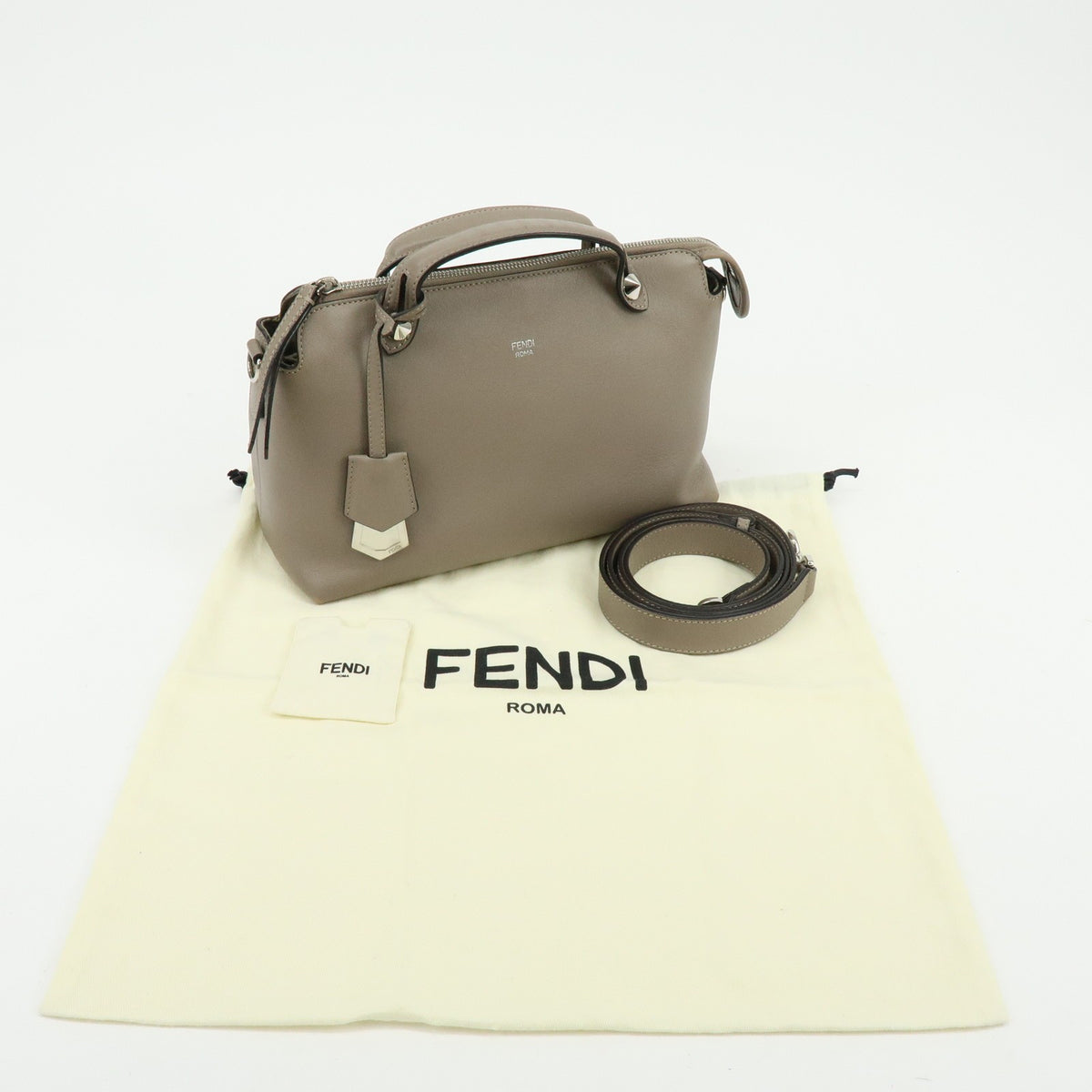 Fendi By The Way Satchel Leather, Beige, Leather, Handbag