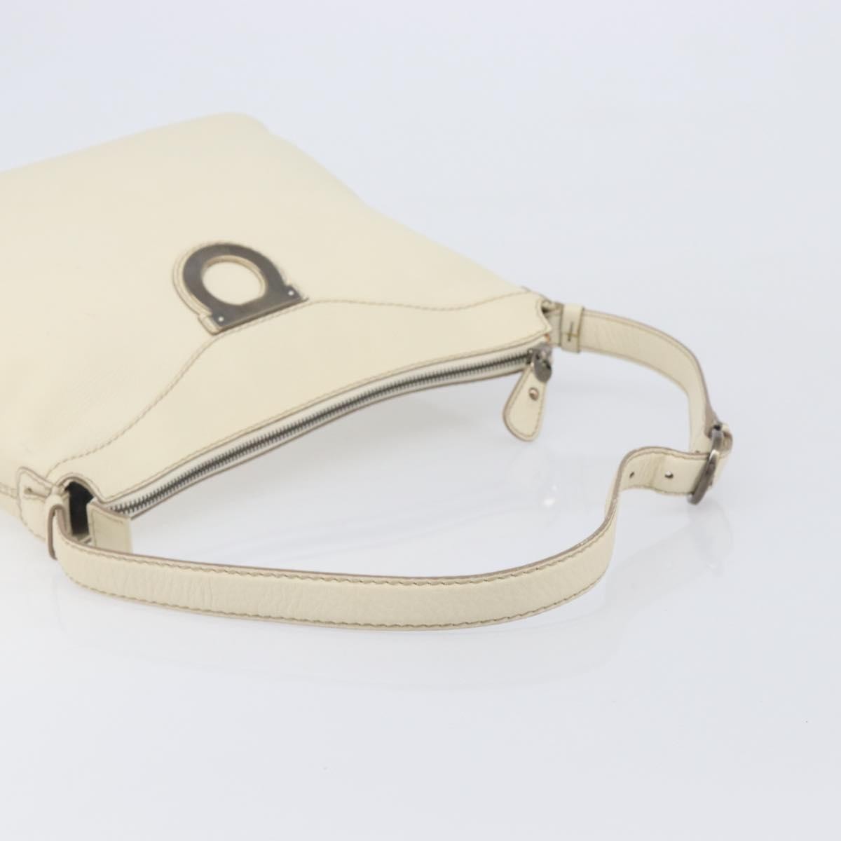 Salvatore Ferragamo Gancini Leather, Beige, Leather, Crossbody Bag