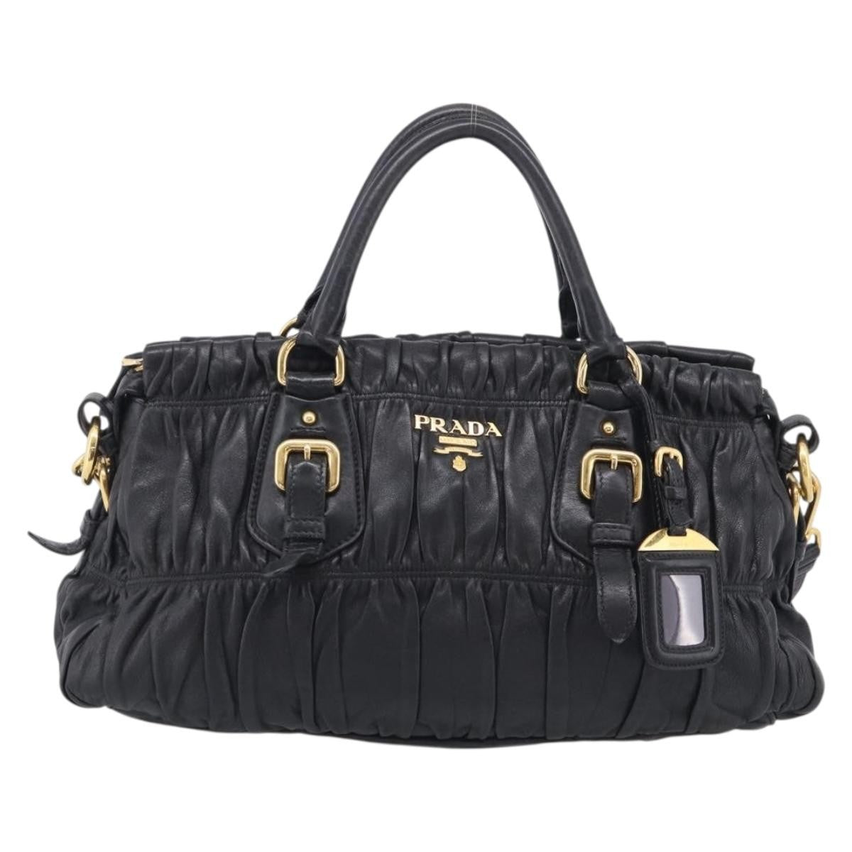 Prada Gaufre Convertible Satchel Nappa Leather, Black, Leather, Handbag