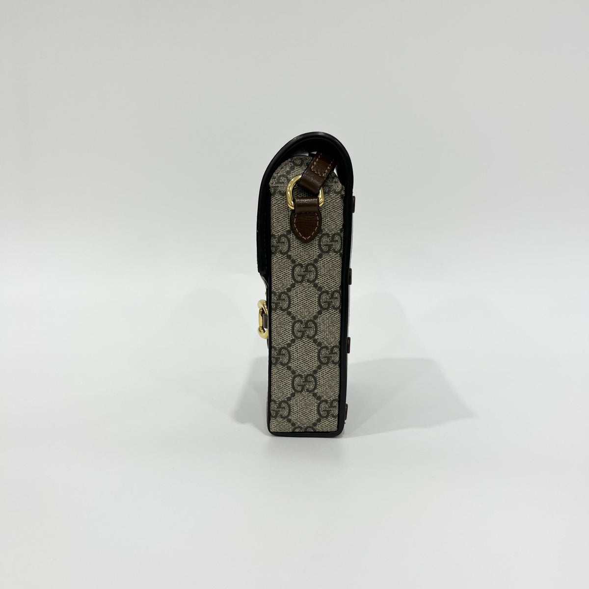Gucci Horsebit 1955 GG Coated Canvas with Leather, Brown, Canvas, Crossbody Bag