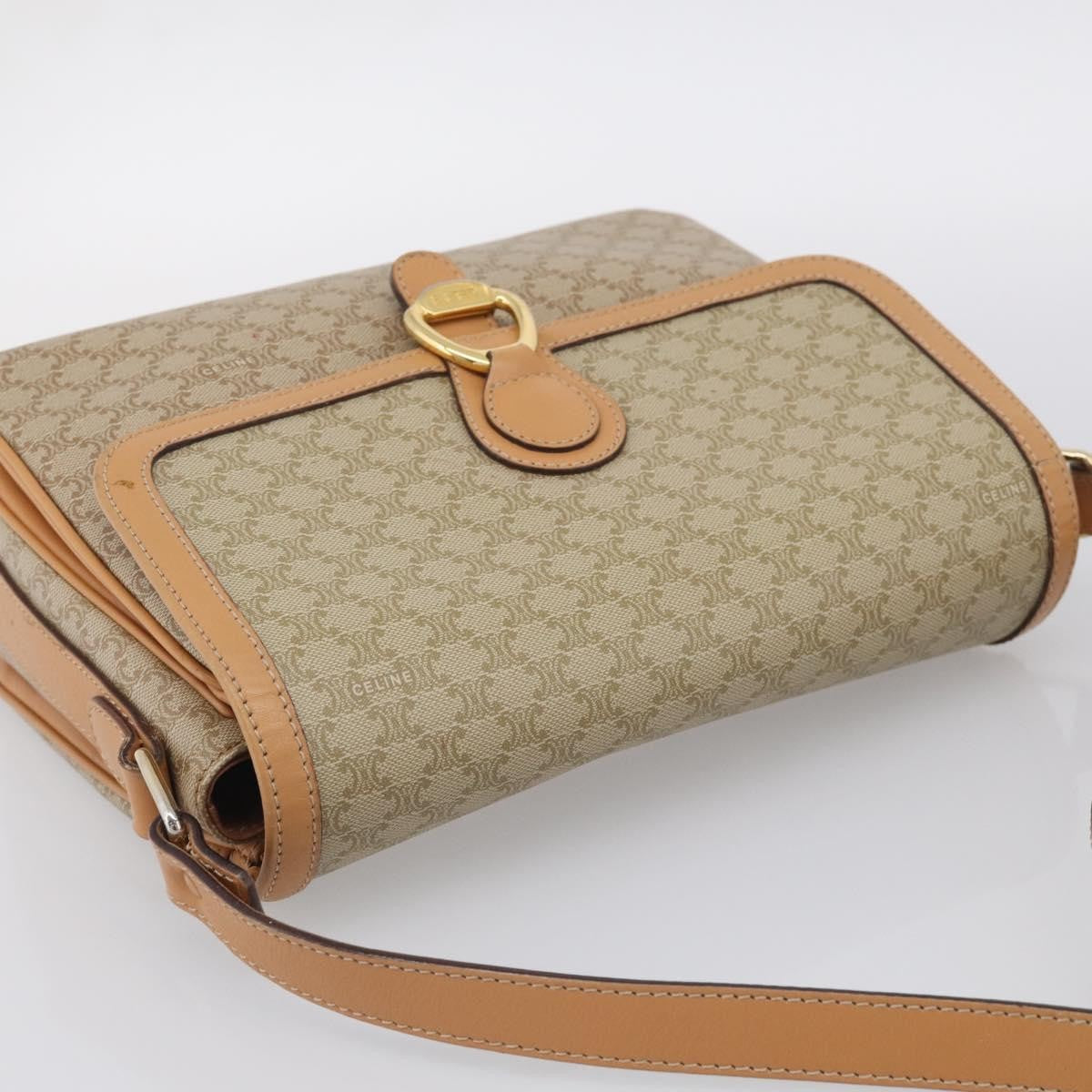 Celine Macadam Shoulder Canvas, Beige, Canvas, Crossbody Bag