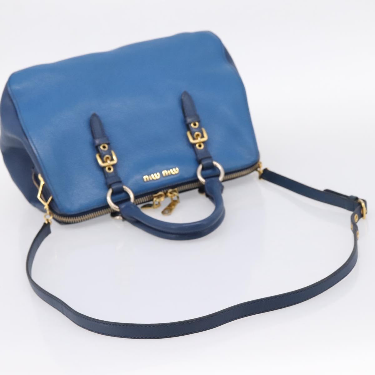 Miu Miu Madras Bowler Leather, Blue, Leather, Handbag