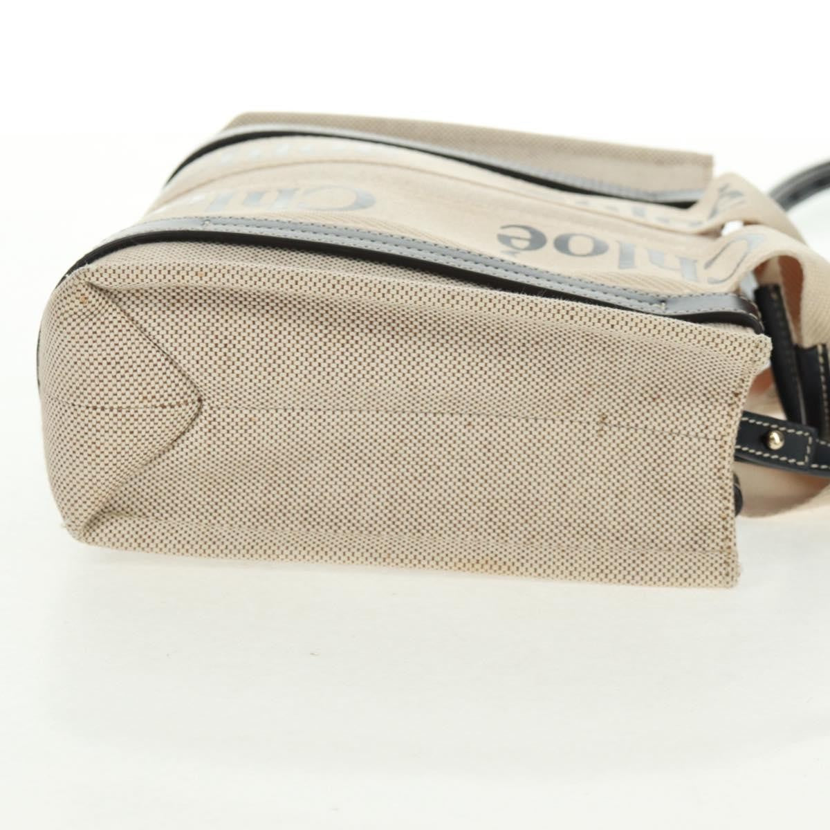 Chloe Woody Convertible Canvas with Leather, Beige, Canvas, Tote Bag