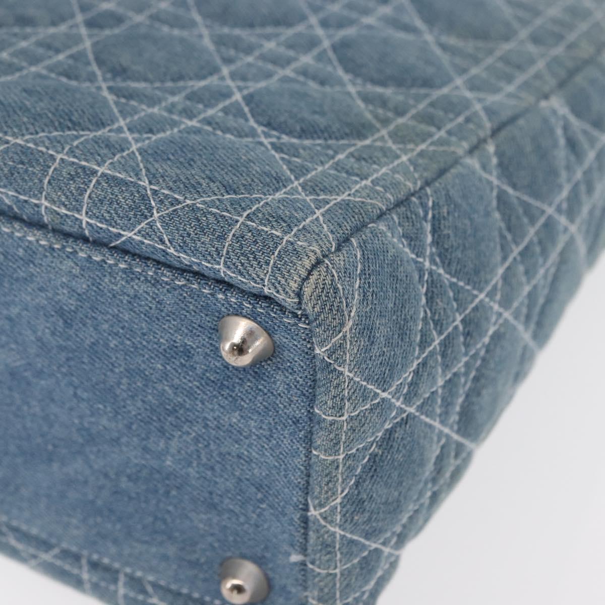 Christian Dior Vintage Lady Dior Bag Cannage Quilt Denim, BLUE, CANVAS, Tote bag