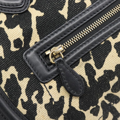 Celine Luggage Printed Canvas and Leather, Black, Leather, Handbag