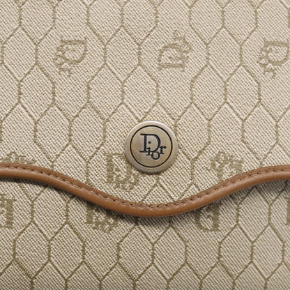 Christian Dior Vintage Honeycomb Canvas, Beige, Canvas, Shoulder Bag