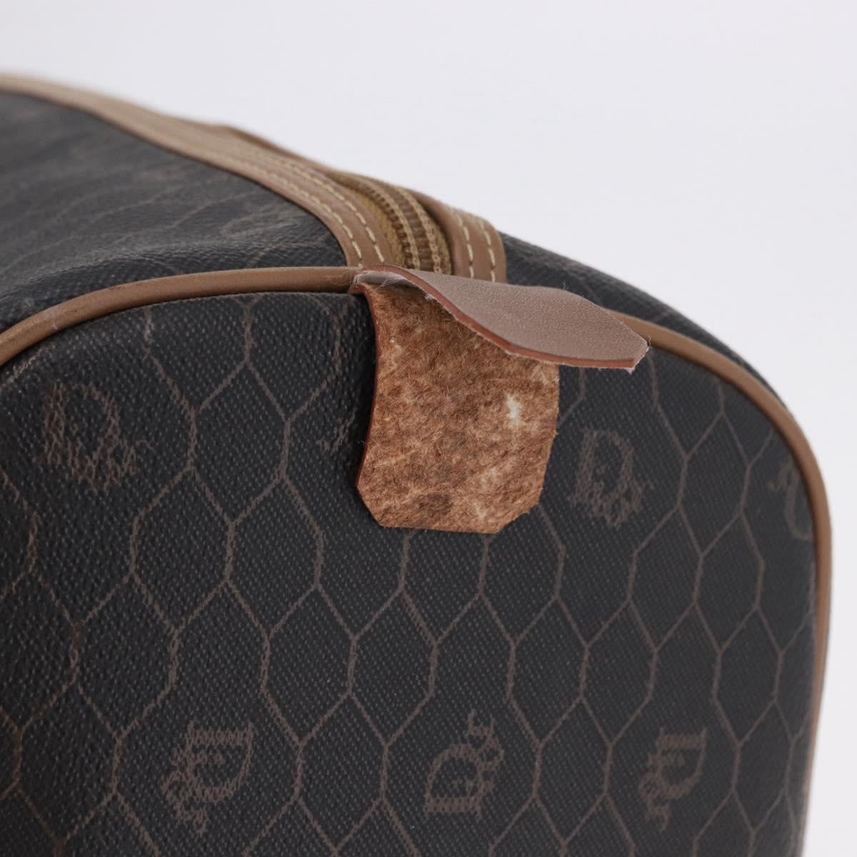 Christian Dior Vintage Honeycomb Boston Canvas and Leather, Black, Canvas, Travel Bag