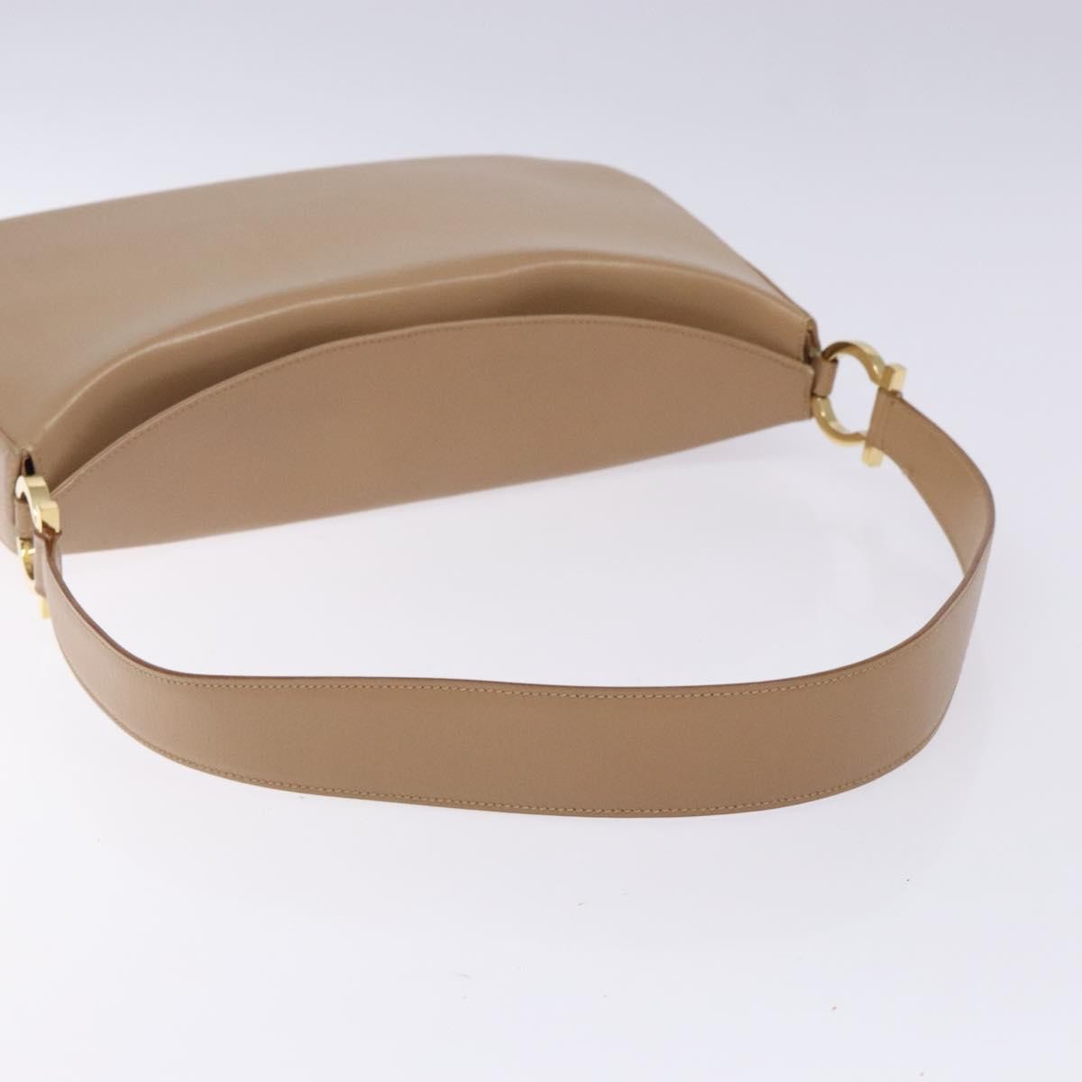 Salvatore Ferragamo Gancini Leather, Beige, Leather, Shoulder Bag