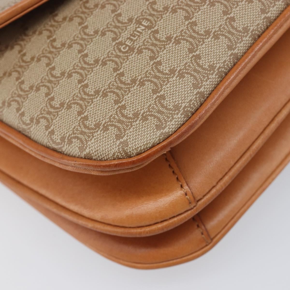 Celine Vintage Macadam Canvas and Leather, Beige, Canvas, Shoulder Bag
