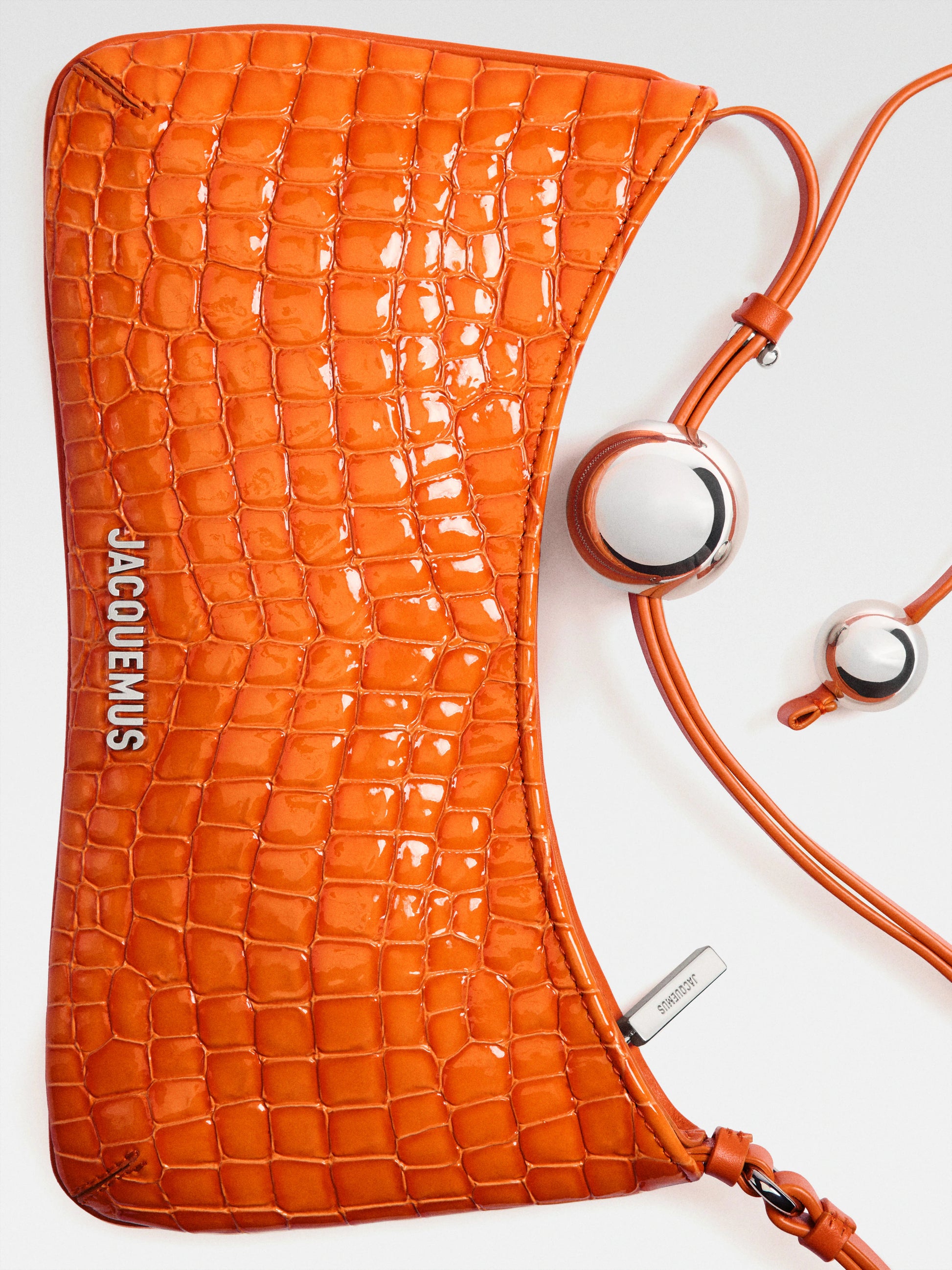 Jacquemus Le Bisou Perle Shoulder Bag Leather, ORANGE, LEATHER, Handbag