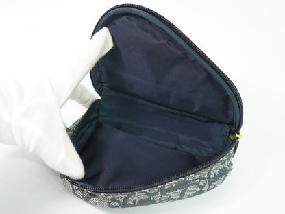 Christian Dior Saddle Zip Diorissimo Canvas, Navy, Canvas, Clutch