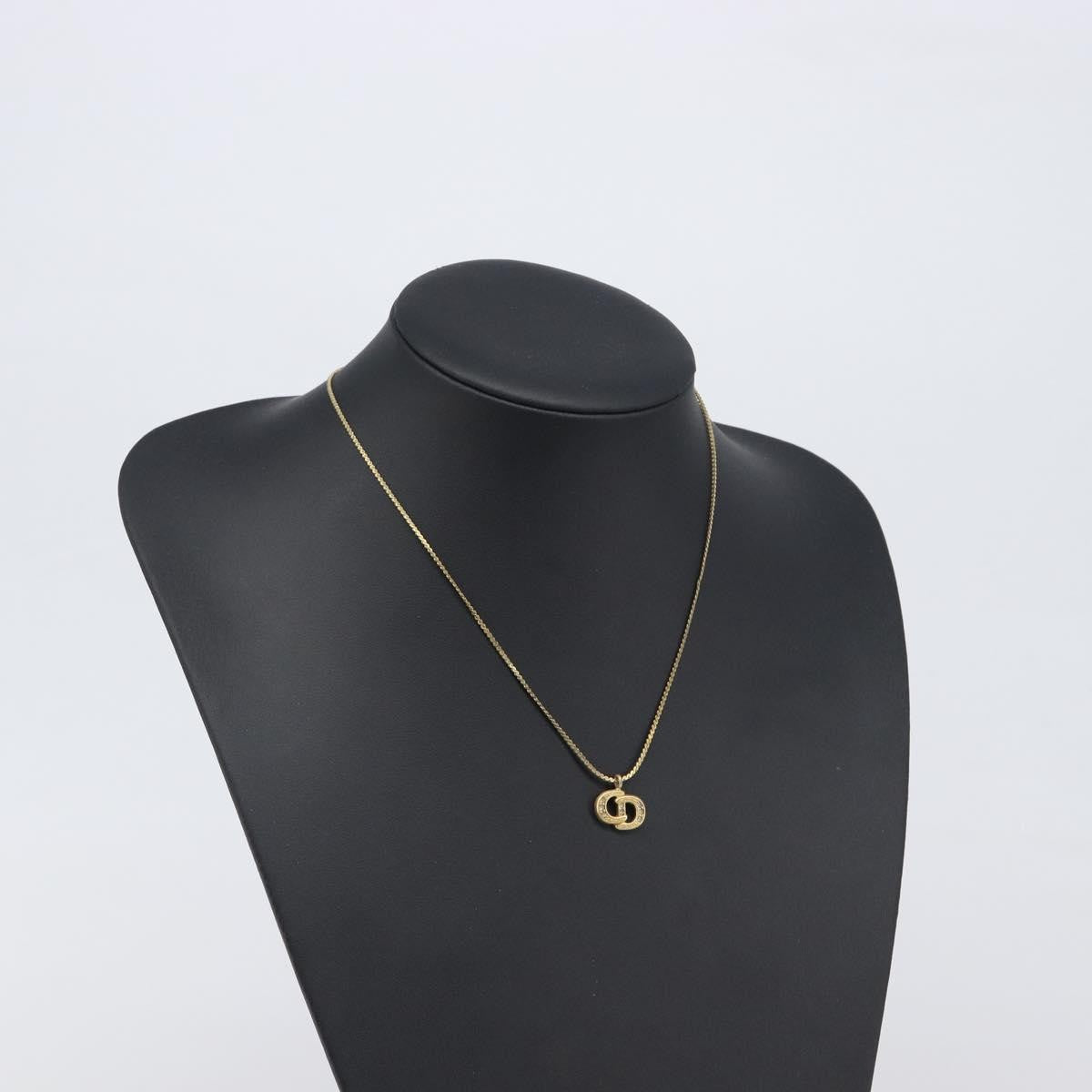 Christian Dior Vintage CD Pendant Metal with Crystals, Gold, Metal, Necklace