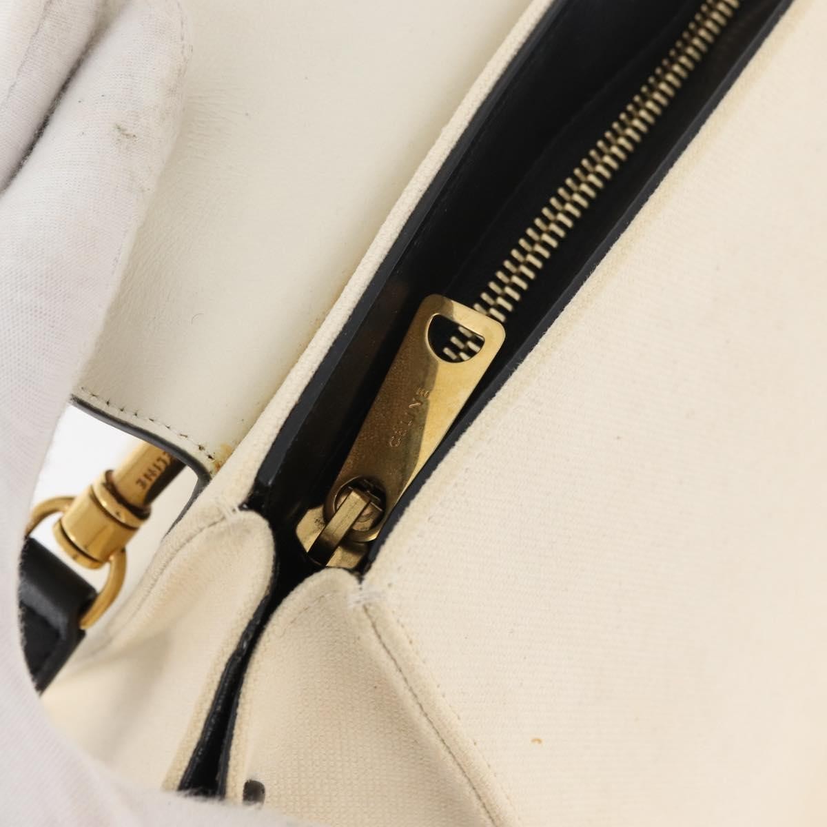 Celine Trapeze Leather with Canvas, Beige, Canvas, Handbag
