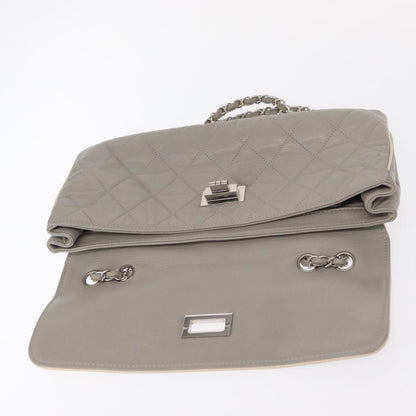 Chanel Mademoiselle Lock Flap Quilted Lambskin, Gray, Leather, Shoulder Bag