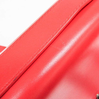 Bottega Veneta Clip Flap Leather, Red, Leather, Handbag