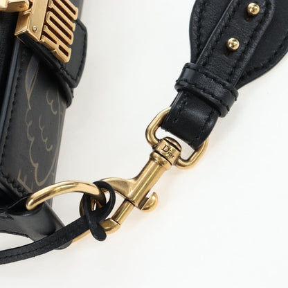 Christian Dior Dioraddict Lockbox Printed Leather, Black, Leather, Shoulder Bag