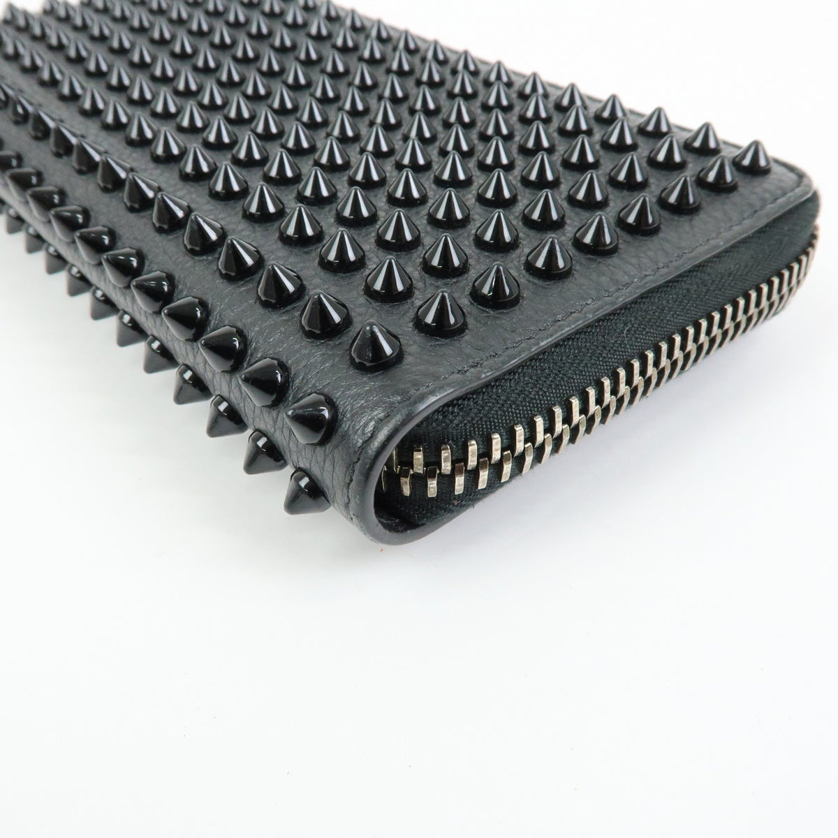 Christian Louboutin Panettone Spiked Leather, Black, Leather, Wallet