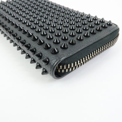 Christian Louboutin Panettone Spiked Leather, Black, Leather, Wallet
