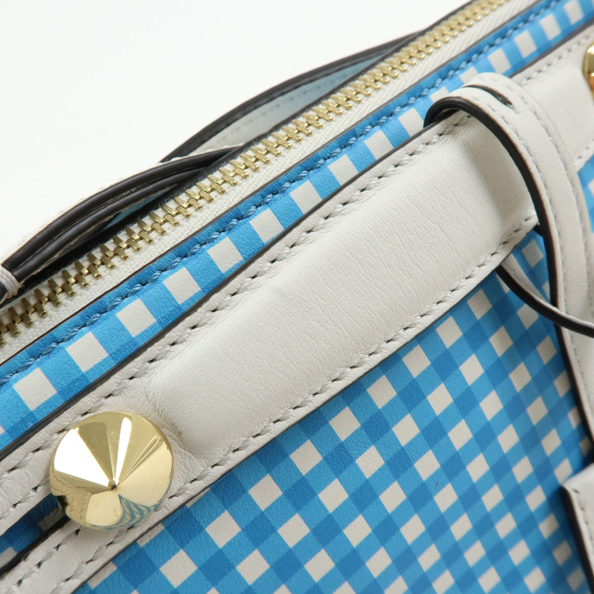 Fendi By The Way Satchel Printed Leather, Blue, Leather, Handbag